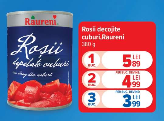 Roșii decojite cuburi RÂURENI