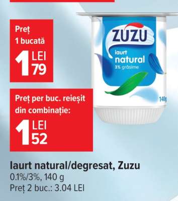 Iaurt natural/degresat Zuzu