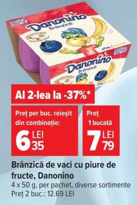 Brânzică de vaci cu piure de fructe Danonino