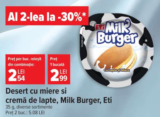 Desert cu miere si cremă de lapte, Milk Burger, Eti