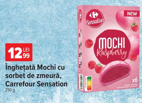 Înghețată Mochi cu sorbet de zmeură, Carrefour Sensation