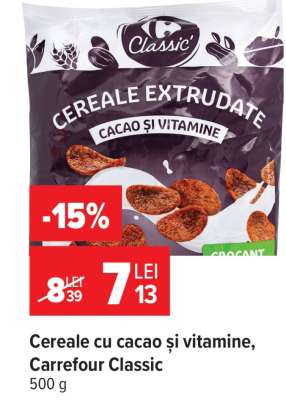 Cereale cu cacao și vitamine, Carrefour Classic
