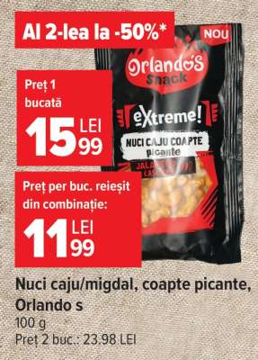 Nuci caju/migdale, coapte picante, Orlando's