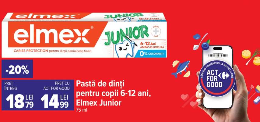 Pastă de dinți pentru copii 6-12 ani, Elmex Junior