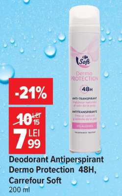 Deodorant Antiperspirant Dermo Protection 48H, Carrefour Soft
