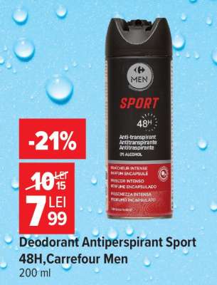 Deodorant Antiperspirant Sport 48H, Carrefour Men