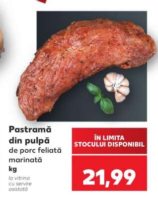 Pastramă din pulpă de porc feliată marinată