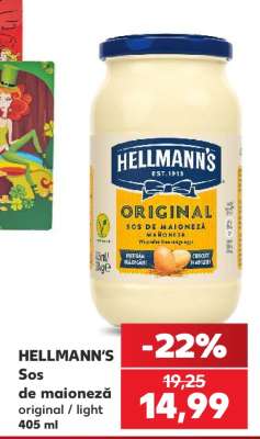 HELLMANN’S Sos de maioneză original / light 405 ml