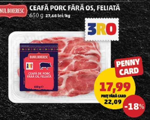 Ceafă Porc Fără Os, Feliată