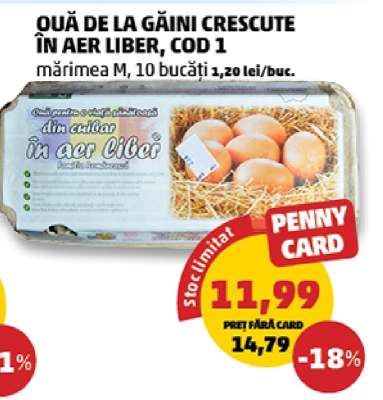 Ouă de la găini crescute în aer liber, cod 1