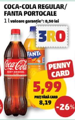 COCA-COLA regular, FANTA portocale