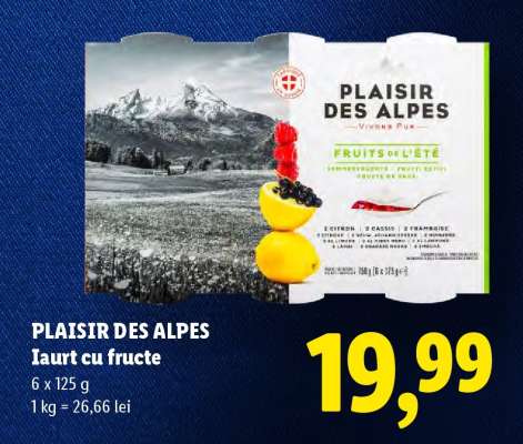 PLAISIR DES ALPES Iaurt cu fructe