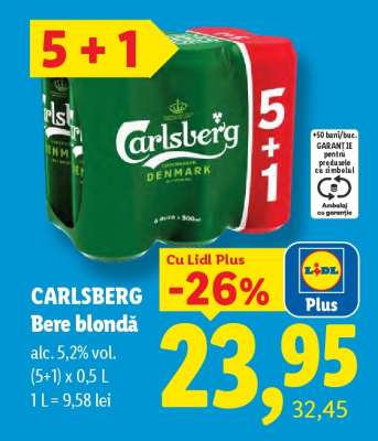 CARLSBERG Bere blondă