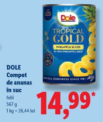 DOLE Compot de ananas în suc