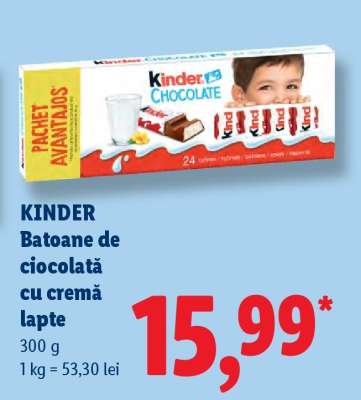 KINDER Batoane de ciocolată cu cremă lapte