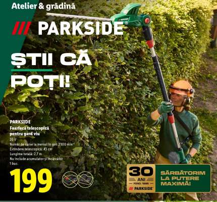 PARKSIDE Foarfecă telescopică pentru gard viu