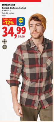 ESMARA MEN Cămașă din flanel, bărbați