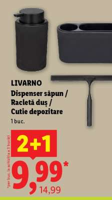 LIVARNO Dispenser săpun / Racletă duș / Cutie depozitare