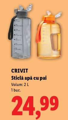 CRIVIT Sticlă apă cu pai