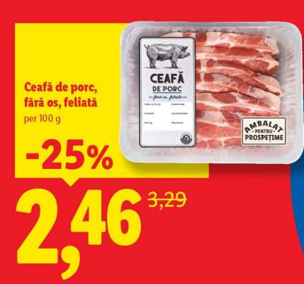 Ceafă de porc fără os, feliată