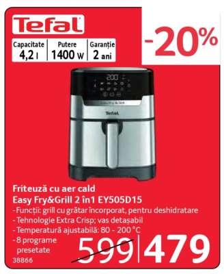 Friteuză cu aer cald Easy Fry & Grill 2 în 1 EY505D15