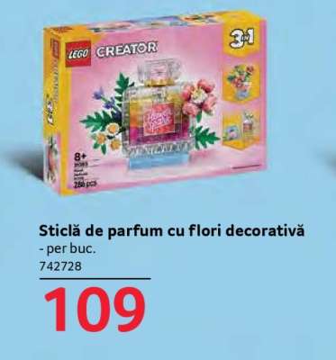 Sticlă de parfum cu flori decorativă