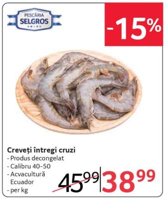 Creveți întregi cruzi