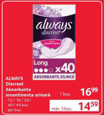 ALWAYS Discreet Absorbante incontinenta urinară