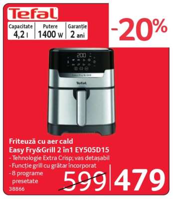 Friteuză cu aer cald Easy Fry & Grill 2 în 1 EY505D15