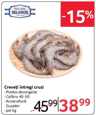Creveți întregi cruzi