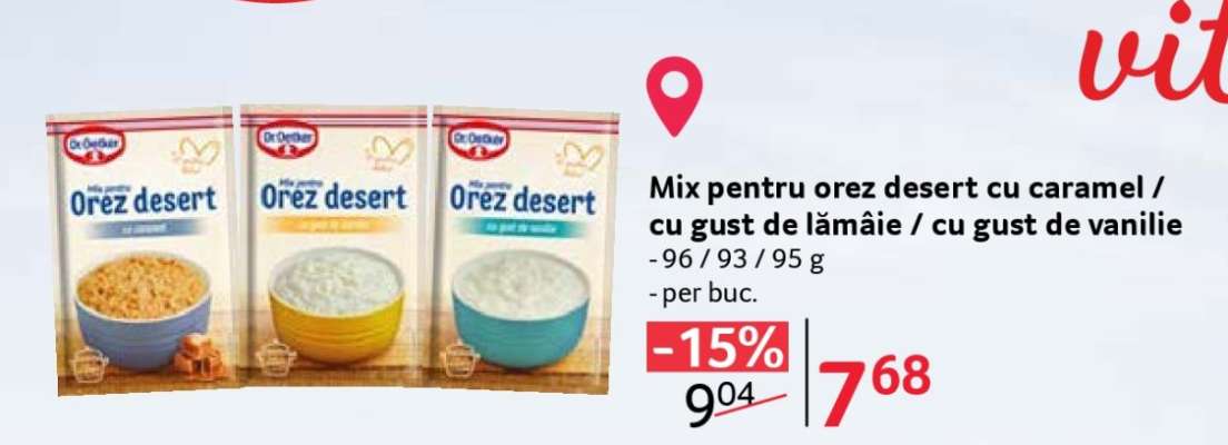 Mix pentru orez desert cu caramel / cu gust de lămâie / cu gust de vanilie