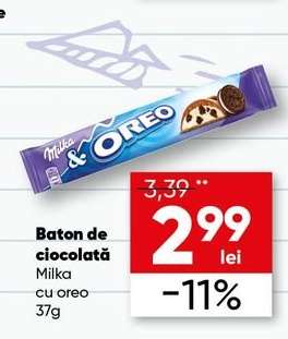Baton de ciocolată Milka cu oreo 37g