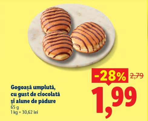 Gogoasă umplută, cu gust de ciocolată și alune de pădure
