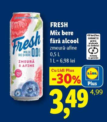FRESH Mix bere fără alcool zmeură-afine