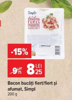 Bacon bucăți fiert/fiert și afumat, Simpl
