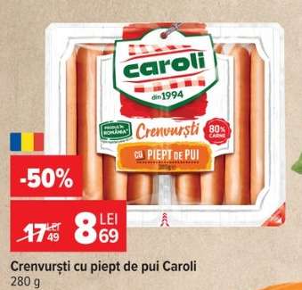 Crenvurști cu piept de pui Caroli