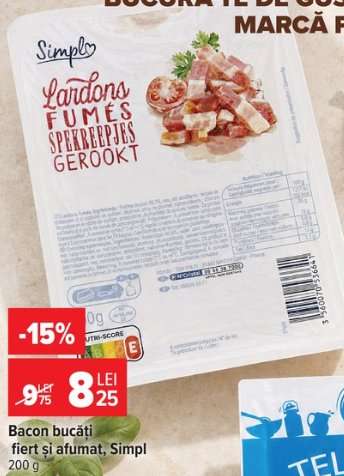 Bacon bucăți fiert și afumat, Simpl