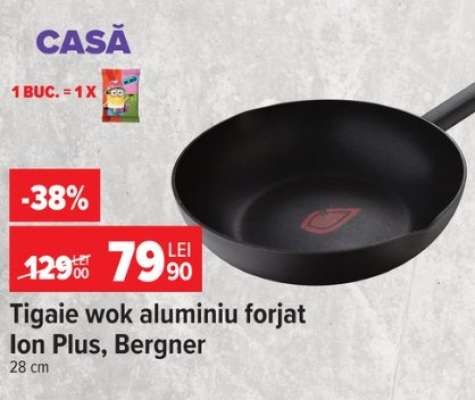 Tigaie wok aluminiu forjat Ion Plus, Bergner