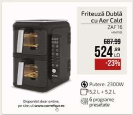 Friteuză Dublă cu Aer Cald ZAF 16