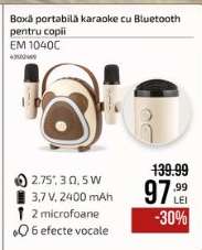 Boxă portabilă karaoke cu Bluetooth pentru copii EM 1040C