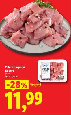 Cuburi din pulpă de porc