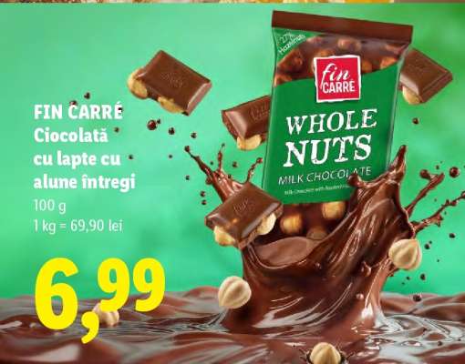 FIN CARRÉ Ciocolată cu lapte cu alune întregi