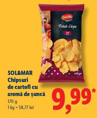 SOL&MAR Chipsuri de cartofi cu aromă de șuncă
