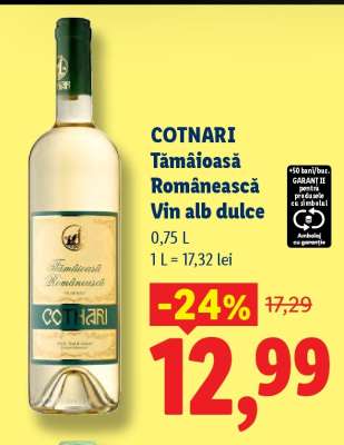 Cotnari Tămâioasă Românească Vin alb dulce