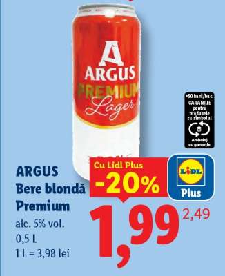 ARGUS Bere blondă premium