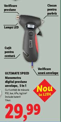 ULTIMATE SPEED Manometru digital presiune anvelope, 5 în 1
