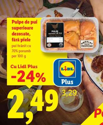 Pulpe de pui superioare dezosate fără piele