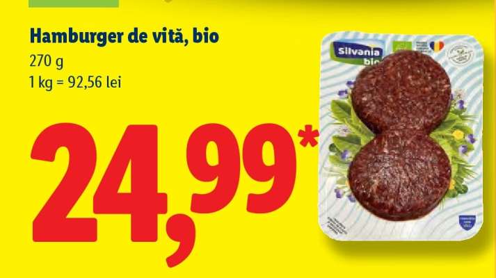 Hamburger de vită, bio