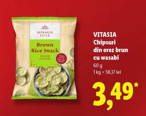 VITASIA Chipsuri din orez brun cu wasabi