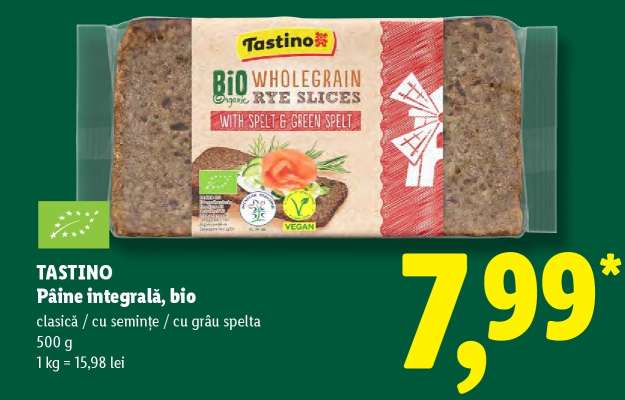 Tastino Pâine integrală, bio